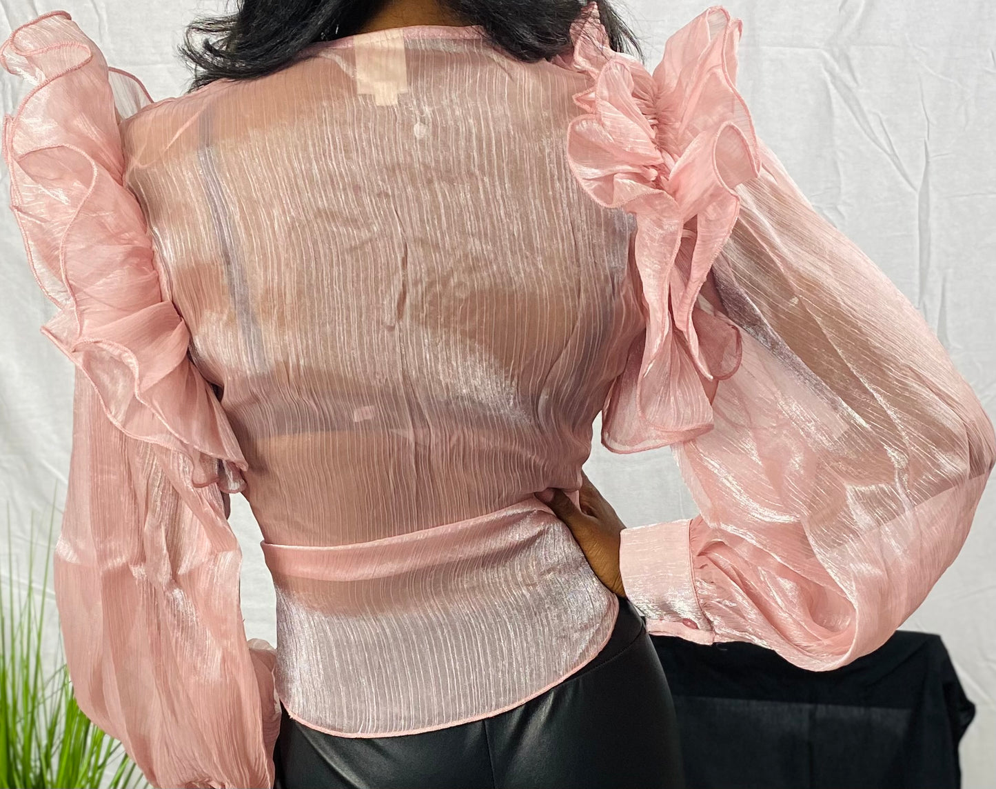 Mesh ruffle blouse