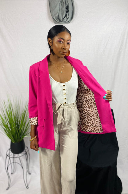 Leopard Cuffed Blazer