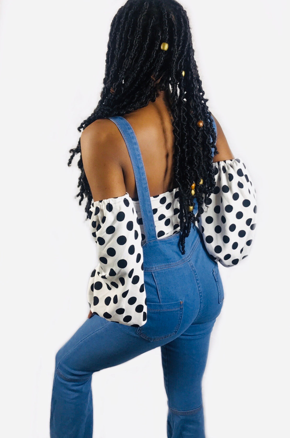 Off-Shoulder Polka Dot Bodysuit