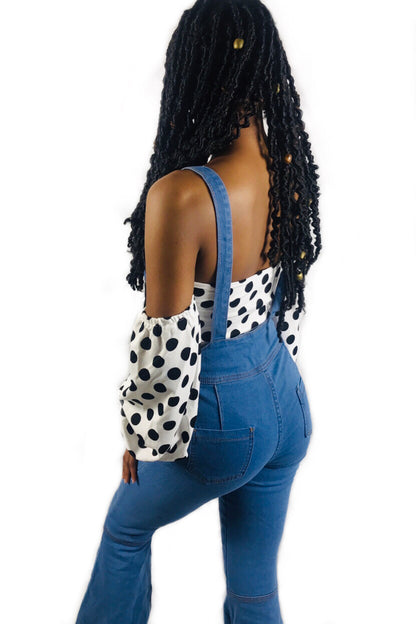 Off-Shoulder Polka Dot Bodysuit