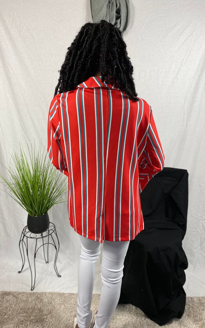 Plus Striped Flair Sleeve Overlay