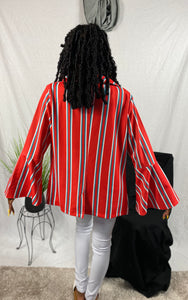 Plus Striped Flair Sleeve Overlay